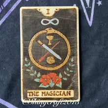 Load image into Gallery viewer, Wooden Tarot Cards |  Pyrography Witch Art | Woodburning Altar Decor | Witch Gift | Divination Witch
