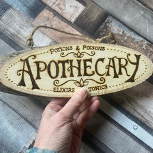 Load image into Gallery viewer, Apothecary Wooden Sign| Woodburning Altar Decor | Pyrography Witch Sign | Witch Gift