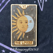 Load image into Gallery viewer, Wooden Tarot Cards |  Pyrography Witch Art | Woodburning Altar Decor | Witch Gift | Divination Witch