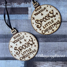 Load image into Gallery viewer, Ghost Wooden Bauble | Alternative Christmas Decor | Creepmas Decor | Woodburning Spooky Decor | Pyrography Goth Christmas | Gothmas |