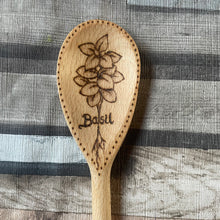 Load image into Gallery viewer, Wooden Spoon with Kitchen Herb designs | Woodburning |Pyrography