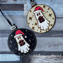 Load image into Gallery viewer, Ghost Wooden Bauble | Alternative Christmas Decor | Creepmas Decor | Woodburning Spooky Decor | Pyrography Goth Christmas | Gothmas |