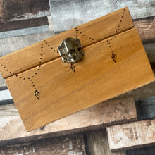 Load image into Gallery viewer, As Seen on BBC’s Make it at Market! Wooden Box with Triple Flower Moon Design | Pyrography  Art | Woodburning Gift | Two sizes available