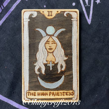 Load image into Gallery viewer, Wooden Tarot Cards |  Pyrography Witch Art | Woodburning Altar Decor | Witch Gift | Divination Witch