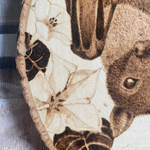 Load image into Gallery viewer, Bat and Moonflower Pyrography Art, Woodburning Art