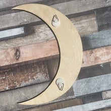 Load image into Gallery viewer, Crescent Moon with Sunflower Design - Pyrography - Woodburning - Home Decor