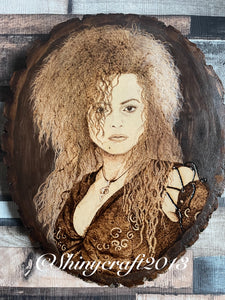Bellatrix Original Woodburning Portrait, Pyrography, Prints also available