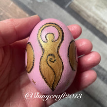 Load image into Gallery viewer, Ostara Triple Goddess Wooden Egg| Woodburning Altar Decoration | Pyrography Witch Gift