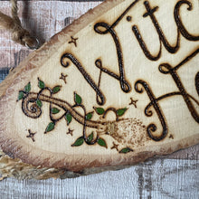 Load image into Gallery viewer, Witch’s Home Wooden Sign | Woodburning Home Decor | Pyrography Altar Decor | Witch Gift
