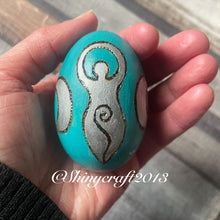 Load image into Gallery viewer, Ostara Triple Goddess Wooden Egg| Woodburning Altar Decoration | Pyrography Witch Gift