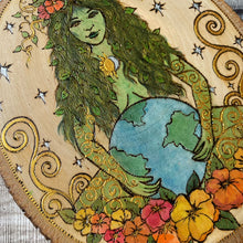 Load image into Gallery viewer, Gaia Woodburning Art, Pyrography on Basswood