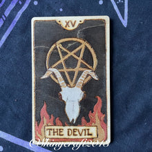 Load image into Gallery viewer, Wooden Tarot Cards |  Pyrography Witch Art | Woodburning Altar Decor | Witch Gift | Divination Witch