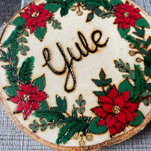 Load image into Gallery viewer, Yule Altar Decoration |Woodburning Wooden Sign | Pyrography Seasonal Decor | Pagan Sabbats