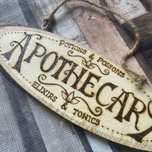 Load image into Gallery viewer, Apothecary Wooden Sign| Woodburning Altar Decor | Pyrography Witch Sign | Witch Gift