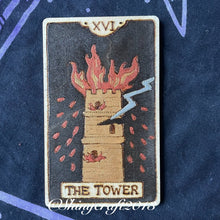 Load image into Gallery viewer, Wooden Tarot Cards |  Pyrography Witch Art | Woodburning Altar Decor | Witch Gift | Divination Witch