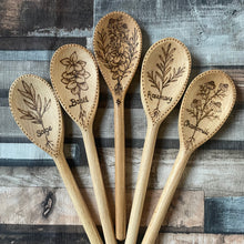 Load image into Gallery viewer, Wooden Spoon with Kitchen Herb designs | Woodburning |Pyrography