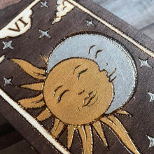 Load image into Gallery viewer, The Lovers Tarot Card Wooden Box | Pyrography Tarot Art | Woodburning Witch Gift