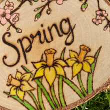 Load image into Gallery viewer, Spring Wooden Sign | Woodburning Home Decor | Pyrography Art | Seasonal Decor