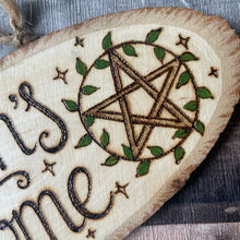 Load image into Gallery viewer, Witch’s Home Wooden Sign | Woodburning Home Decor | Pyrography Altar Decor | Witch Gift