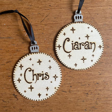 Load image into Gallery viewer, Custom Design for Wooden Bauble | Unique Gift | Christmas Tree Decoration | Pyrography Decor | Woodburning Gift | Alternative Christmas Decor