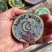 Load image into Gallery viewer, Witch Fridge Magnet | Woodburning Witch Decor |  Pyrography Witch Gift