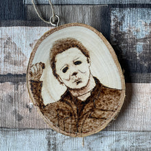 Load image into Gallery viewer, Horror Character Pyrography Wooden Hanging Decorations | Woodburning Halloween Decor