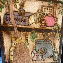 Load image into Gallery viewer, Witch’s Bookshelf Woodburning Art