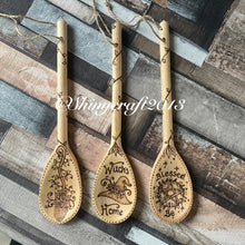 Load image into Gallery viewer, Wooden Spoon in Various Designs |Pyrography Kitchen Witch Spoons | Woodburning Kitchen Decor | Witch Gift