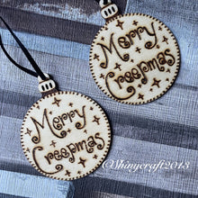 Load image into Gallery viewer, Skull Santa Wooden Bauble | Double sided Christmas Decoration | Creepmas | Woodburning Alternative Christmas Decor | Pyrography Goth Christmas