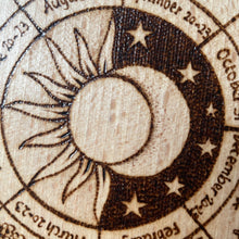 Load image into Gallery viewer, Wheel of the Year | Woodburning Art |Pyrography Altar Decor | Witch Home Decor | Witch Gift | Pagan Sabbats | NEW DESIGN