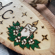 Load image into Gallery viewer, Imbolc Wooden Hanging Sign | Woodburning Altar Decor | Pyrography Witch Decoration | Pagan Sabbats
