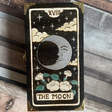 Load image into Gallery viewer, The Moon Tarot Box | Pyrography Jewellery Box | Woodburning Trinket Box | Witch Gift | Divination