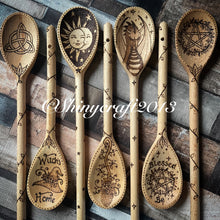 Load image into Gallery viewer, Wooden Spoon in Various Designs |Pyrography Kitchen Witch Spoons | Woodburning Kitchen Decor | Witch Gift