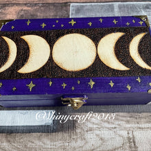 Load image into Gallery viewer, Moon Phases Tarot Box | Woodburning | Pyrography
