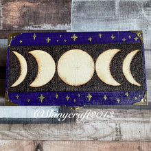 Load image into Gallery viewer, Moon Phases Tarot Box | Woodburning | Pyrography