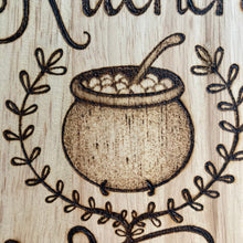 Load image into Gallery viewer, Kitchen Witch Wooden Chopping Board | Pyrography Kitchen Decor | Woodburning Art | Kitchen Witch Gift