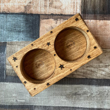Load image into Gallery viewer, Moon Phases Double Tealight Holder | Pyrography Altar Decor |Woodburning Home Decor | Witch Gift