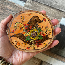 Load image into Gallery viewer, Autumn Witch Hat Wood Slice | Woodburning Altar Decor | Pyrography Home Decor | Witch Gift | Witches