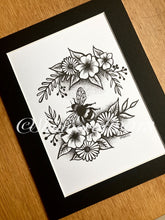 Load image into Gallery viewer, Bee and Flowers Art Print