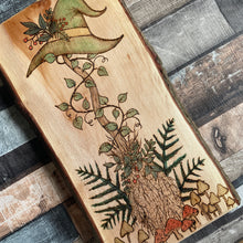 Load image into Gallery viewer, Forest Witch Broomstick Pyrography Artwork | Woodburning Art