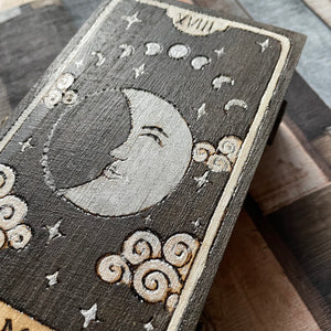 The Moon Tarot Box, Woodburning, Pyrography
