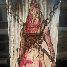 Load image into Gallery viewer, Pyramid Head Woodburning Art | Pyrography | Silent Hill Horror Character Artwork