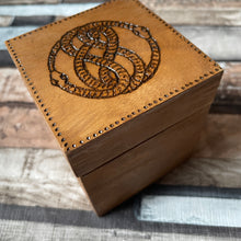 Load image into Gallery viewer, Ouroboros Wooden Box | Woodburning | Pyrography | Trinket Box