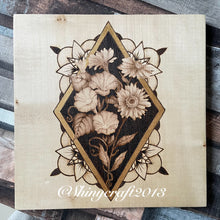 Load image into Gallery viewer, Birth Month Flower Pyrography Art