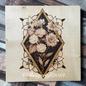 Birth Month Flower Pyrography Art