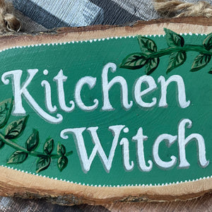 Kitchen Witch Wooden Sign, Handpainted