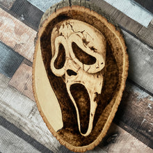 Load image into Gallery viewer, Ghostface Pyrography Art | Woodburning | Horror Character Home Decor | Halloween | Scream