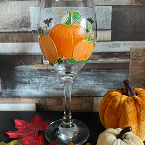 Handpainted Halloween Wine Glass |Halloween Party Decor