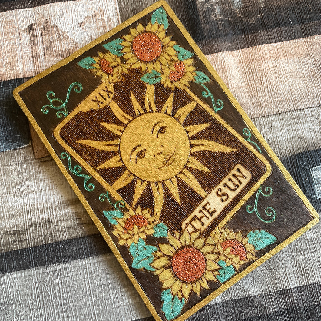 Hand-Burned Pyrography Tarot Card Artwork | Mystical Wooden Wall Art | Woodburning Witch Gift | Spiritual | Altar Decor