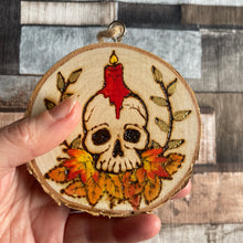 Load image into Gallery viewer, Skull Hanging Wooden Decoration | Woodburning | Pyrography | 2 Designs Availabe